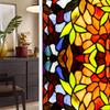 Colorful Retro Floral & Bird Static Cling Window Film - No Glue, Removable