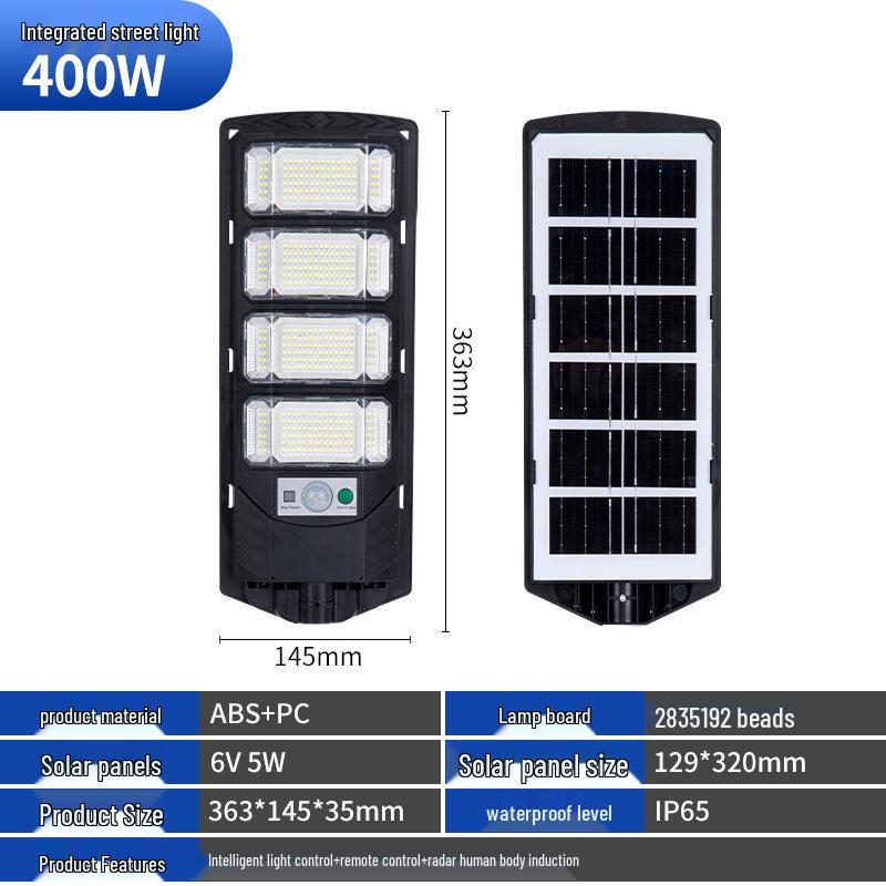Luminária LED Solar de Rua e Parede 2024: Luminária de Pátio Externa Impermeável de Três Lados