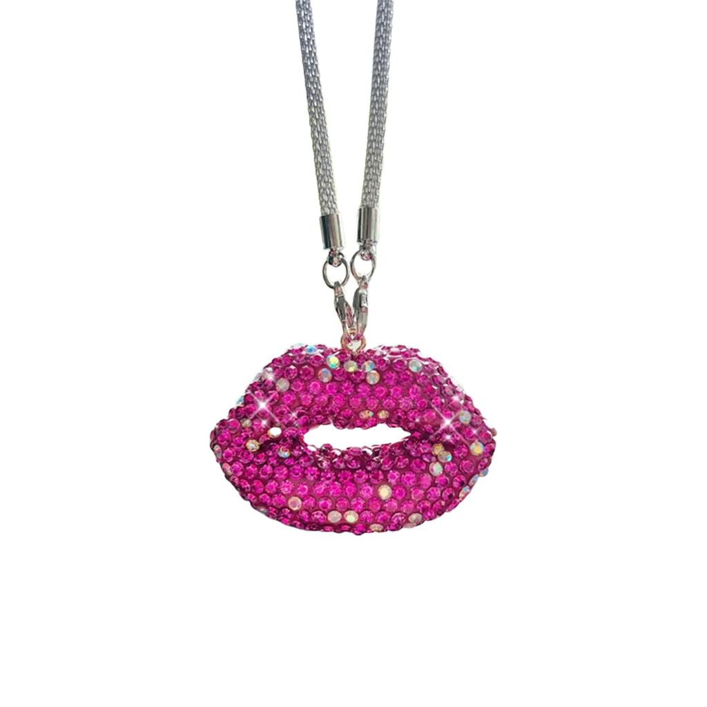 Bling Lip Diamond Crystal Rear View Mirror Charm Car Interior Decoration Pendant Fashionable Rear Mirror Charm for Women