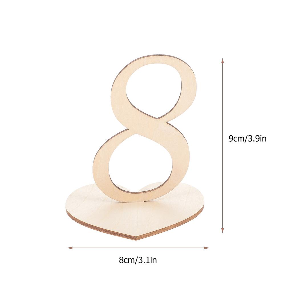 10Pcs Heart Base Wooden Table Numbers for Wedding Party Reception Catering Table Decorations Standing Number Signs