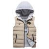 Fashion Men Autum Winter Hooded Solid Outwear Vest Jacket Tops Blouse