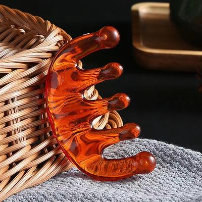 1 Pezzo Pettine Meridianico a Cinque Denti Resina Testa Grande Denti Artiglio Artifact Terapia Punti di Agopuntura Decompressione Pettine Portatile per Cuoio Capelluto