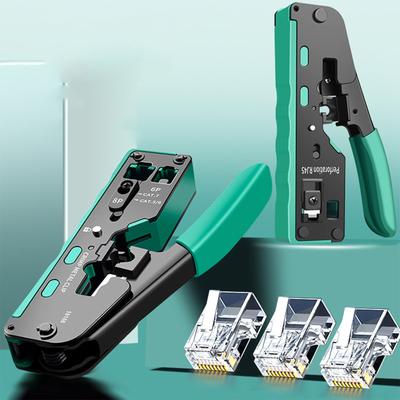 RJ45 Wire Crimping Tool All In One Pass Through Wire Crimper High Carbon Steel Pliers for RJ11/12/RJ45 Ethernet Cable