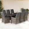 VidaXL Garden Dining Set 9 Pcs Grey Cushions Wicker, Outdoor Dining Set, Furniture of 3276742