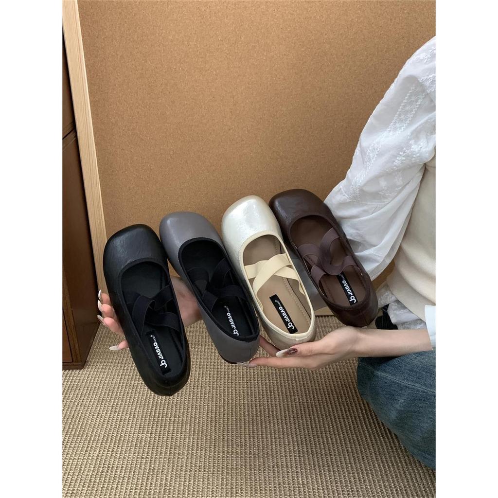 Cross-Band Retro Ballett Rundkopf Flachmund Einzelne Schuhe Damen 2025 Herbst Neu Französischer Feenstil Flache Mary Jane Schuhe