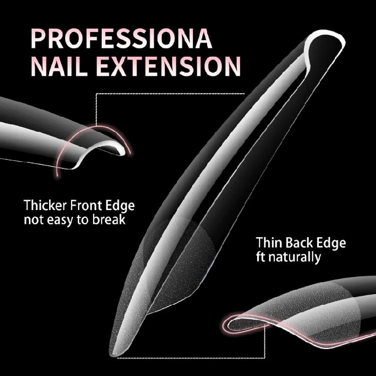 240pcs Almond Nail Tips Full Cover Clear Gel Extensions for Acrylic Nails 12 Size for Manicures with Box