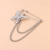 Korean Ins Tide Harajuku Male Personality Butterfly Chain Brooch Fashion Metal Pin Suit Decorative Jewelry