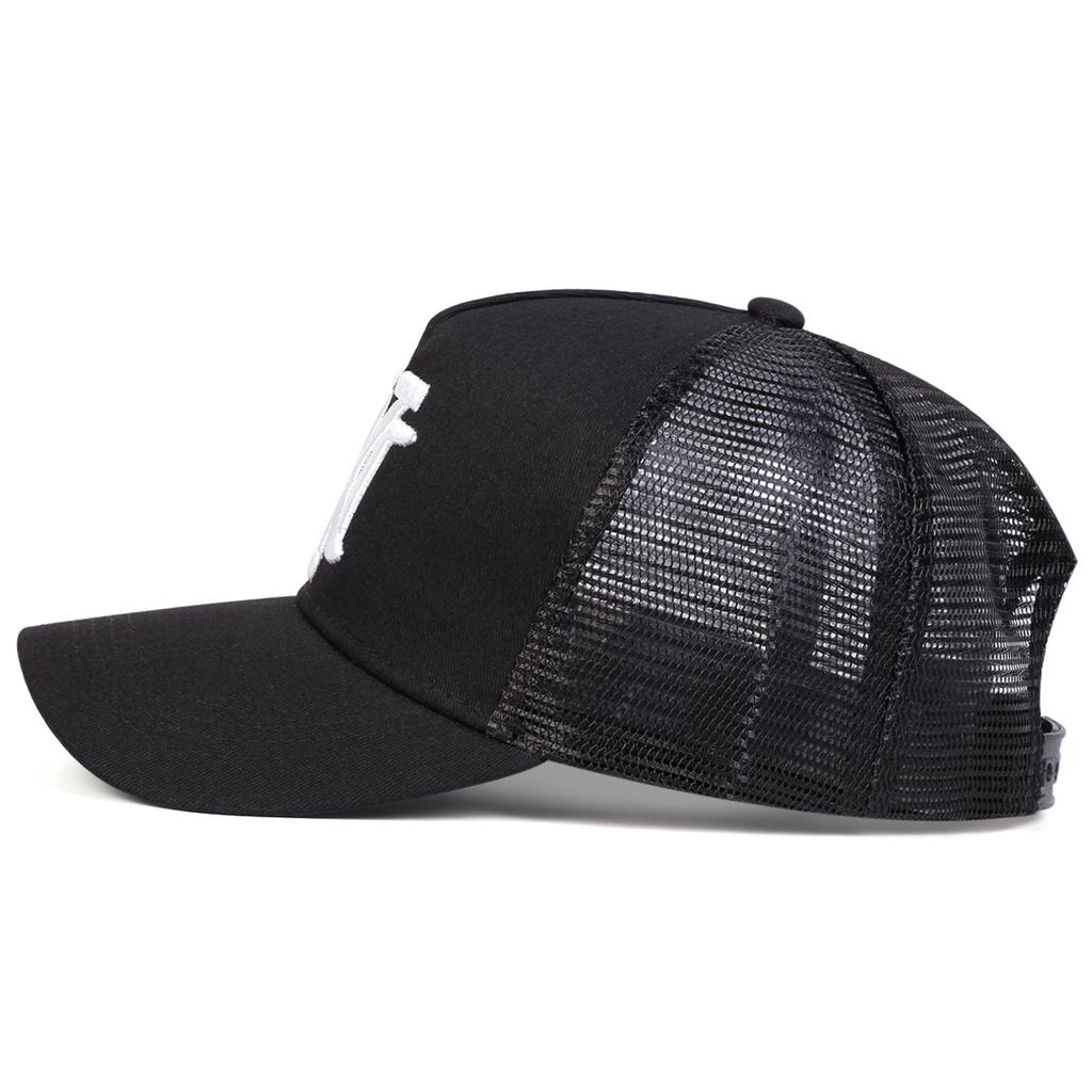 Unisex Buchstaben Kreuz Stickerei Verstellbare Hip Hop Baseballkappe Atmungsaktives Mesh Sonnenhüte Frühling Sommer Outdoor Sport Reisen für Damen Herren