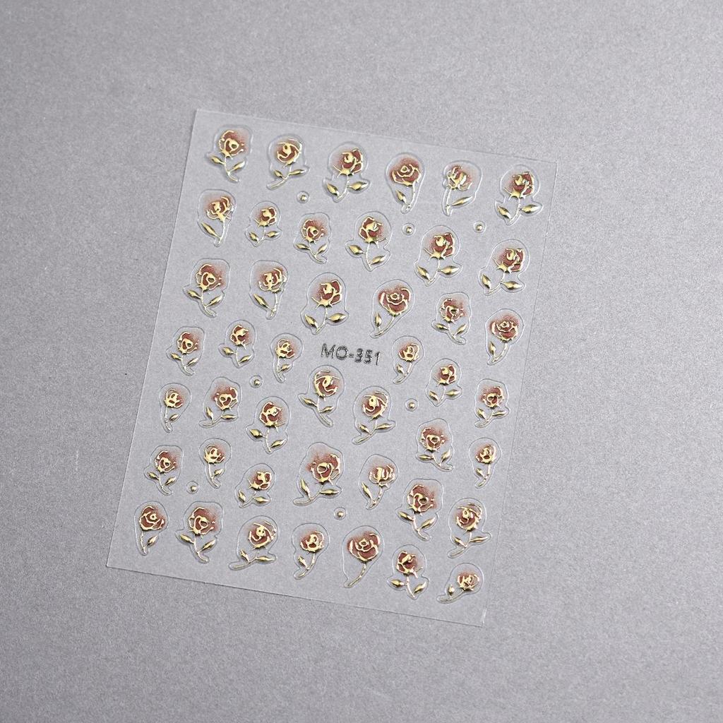 Little Red Book 3D Gilded Wild Rose Nail Art Stickers