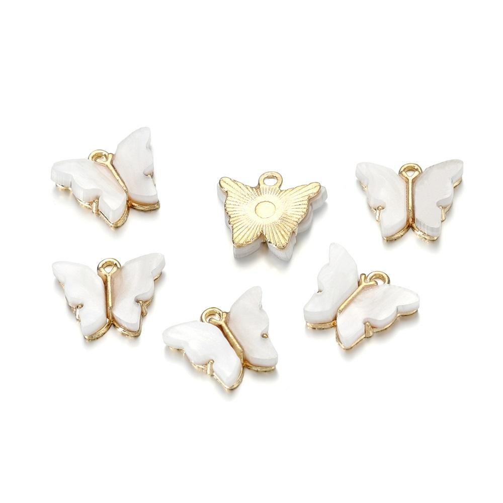 10pcs/lot Colorful Resin Butterfly Charms Pendant Enamel Metal Small Charms Necklace Bracelet For DIY Jewelry Making Accessories