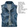 Men Vest Coat Ripped Sleeveless Plus Size Single-breasted Pockets One Tone Lapel Hip Hop Streetwear Soft Cardigan Denim Waist