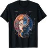 Mystical Sun Moon Face Yin Yang Woman Graphic T-Shirt Casual Short Sleeve Crewneck Tee