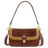 Hadley 24 Abnehmbarer Griff Wildleder und Lammfell Leder Schultertasche Damen Schultertasche Vintage-Braun CDL68-IMYMY