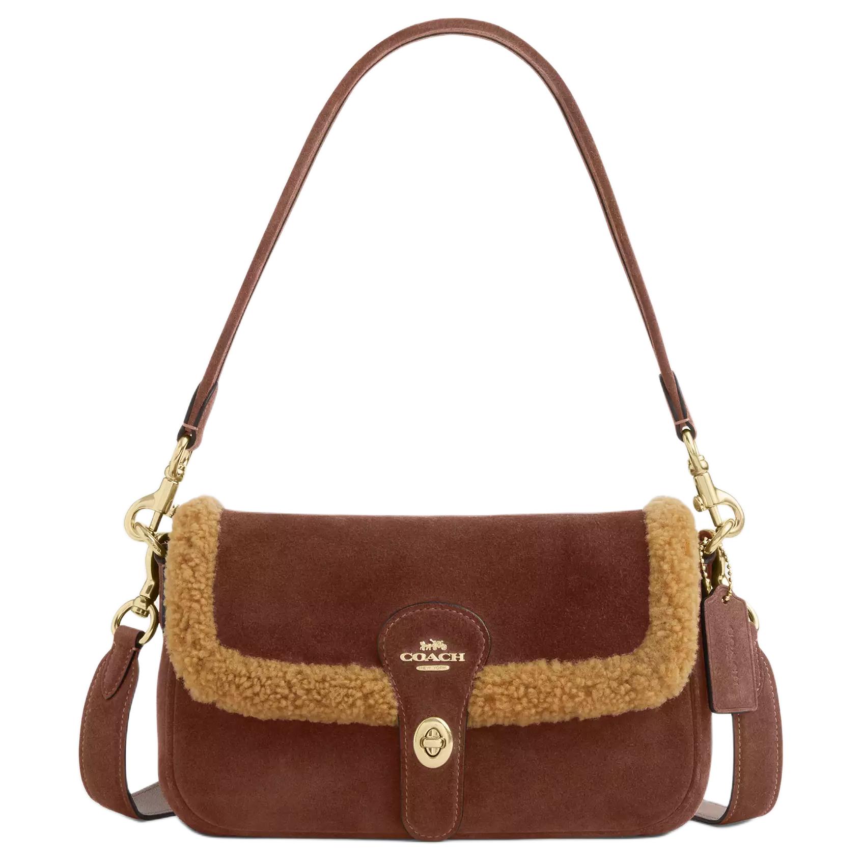 

Coach Hadley 24 Removable Handle Suede And Shearling Leather Shoulder Bag Women shoulder bag Vintage-Brown CDL68-IMYMY Basic Set (Bag+Dust Bag)