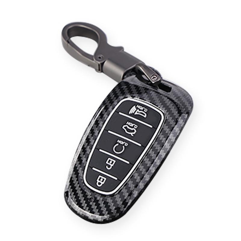 Abs Carbon Fiber Car Key Cover Case For Hyundai Tucson Hybrid Nexo Nx4 Grand Santa Fe Solaris Sonata    Accessories