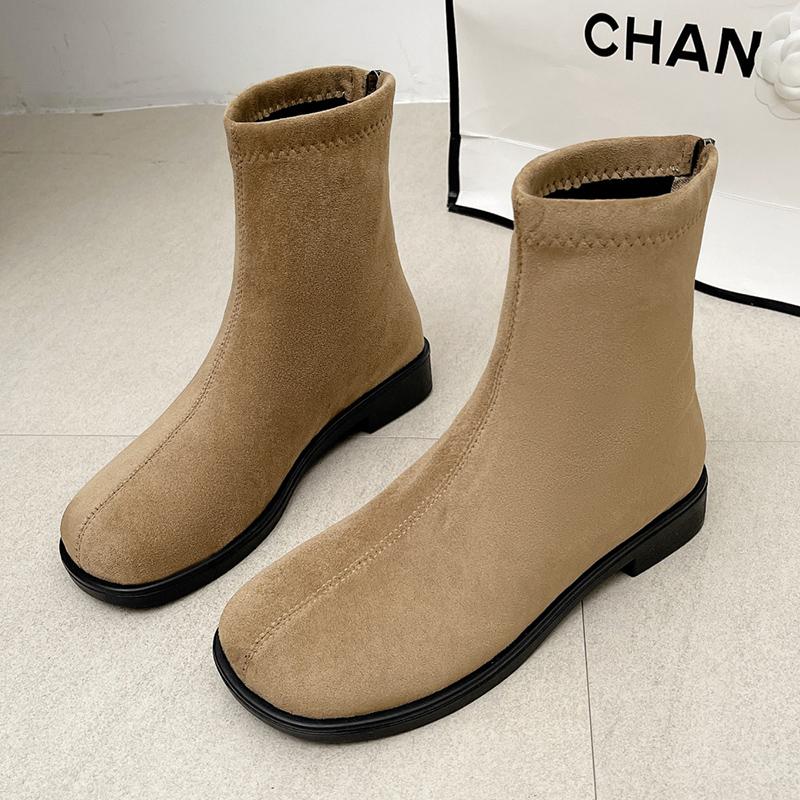 Winter Flache Wildleder Damen Stiefeletten Kurzer Plüsch Warm Designer Baumwollschuhe 2025 Trend Walking Rutschfest Gemütlich Neu Botas De Mujer