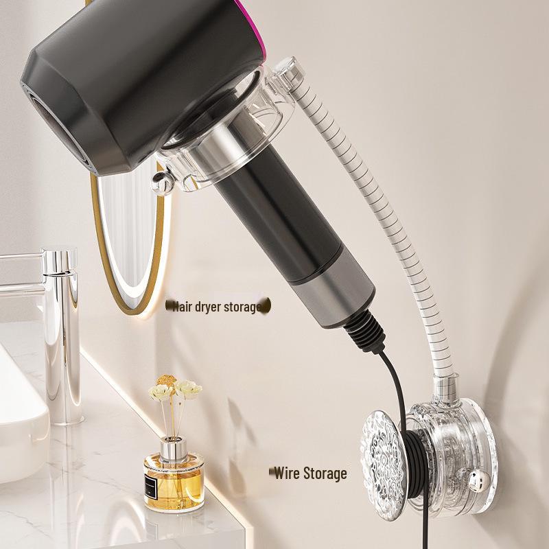Hands-Free Suction Cup Hair Dryer Holder & Stand – No-Drill Bathroom Rack