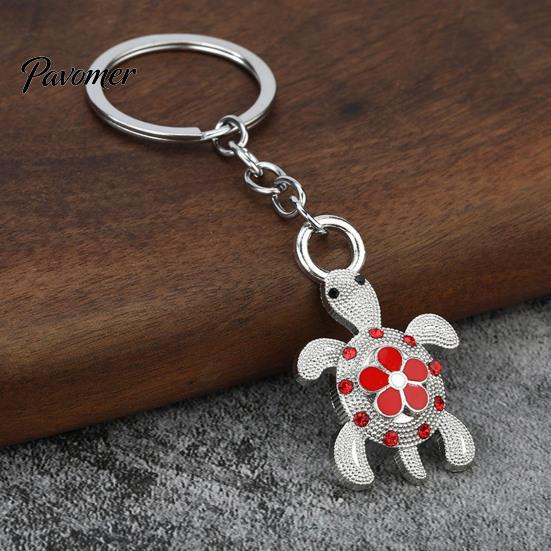 Auspicious Turtle Keychain Rhinestone Flower Keychain, Luxury Alloy Car Key Metal Ring Ring, Pendant for Backpacks Handbag Decoration Bag Charm