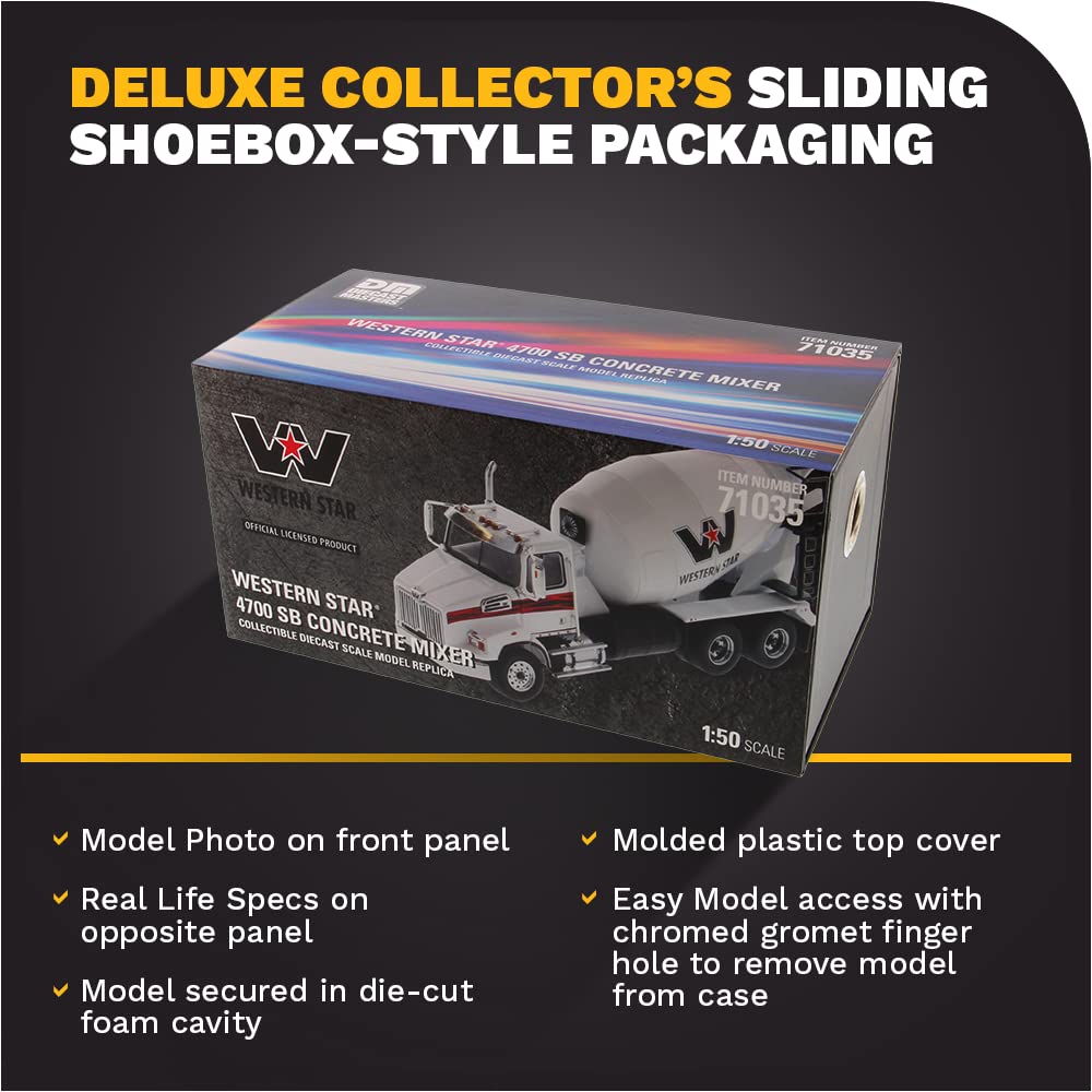 DIECAST MASTERS Western Star 4700 SB Concrete Mixer White Drum 71035 Cab/White