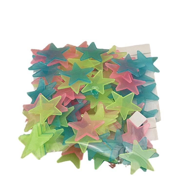 Luminous Star Wall and Window Stickers - Fluorescent 5-Point Stars with 3D Fridge Magnets
