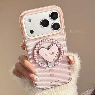 Gestreifte Herz Magnetische Handyhülle für iPhone 17 und iPhone 17 Pro Max