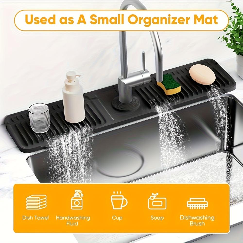 Kitchen Sink Splash Guard with 7° Slanted Design | Quick Drain, Snap-On Fix | Water Splash Catcher Suitable for Kitchen & Bathroom Countertops