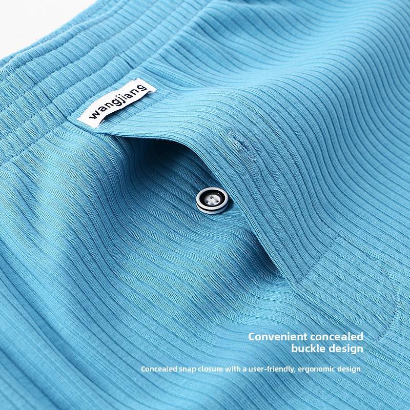 Large Size Men Spring and Summer Simple Thread Cotton Elastic Breathable Comfortable Loose Home Leggings