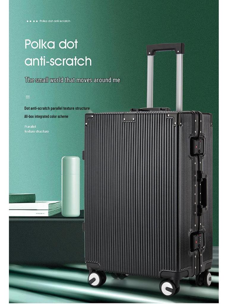 Large Capacity Aluminum Frame Suitcase: Durable, Silent Wheels, Secure Password, Unisex Design