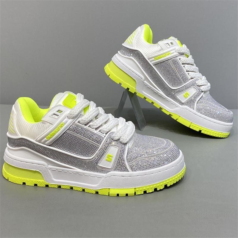 Fashion Luxury Designer Fashion Men's Charm Rhinestone Lace Up Platform Shoes Causal Flats Moccasins Male Rock Hip-hop Walking Sneakers