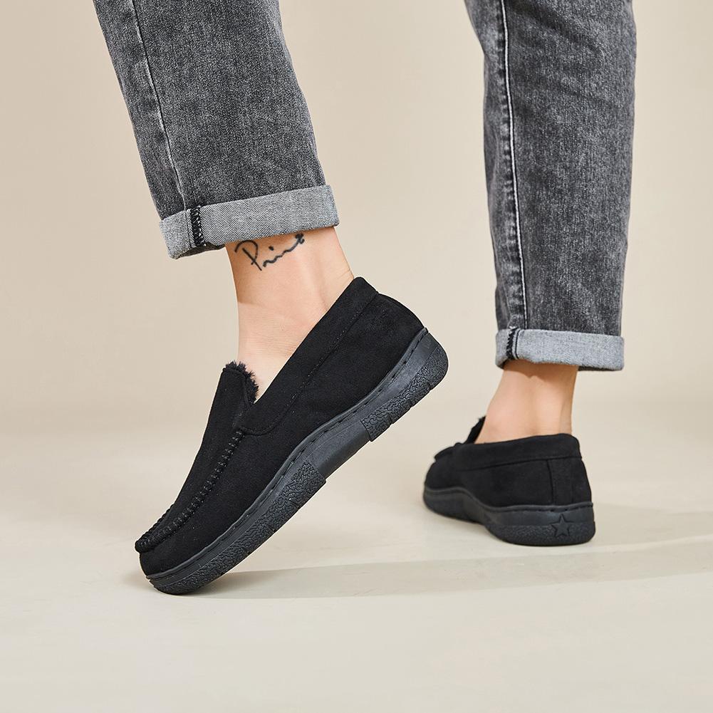Men's Slippers Fluffy Warm Moccasin Slippers Closed Back Bedroom Slippers Non-Slip Home Shoes for Indoor Outdoor