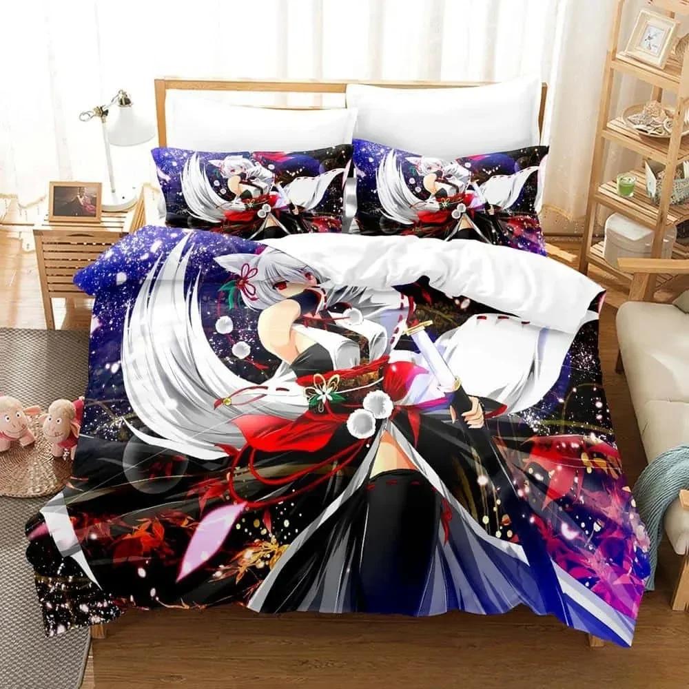 3D Anime Kawaii Girls Momiji Inubashiri Bedding Set Printed With Pillowcase Duvet Cover Soft Single Double Queen Super King Size