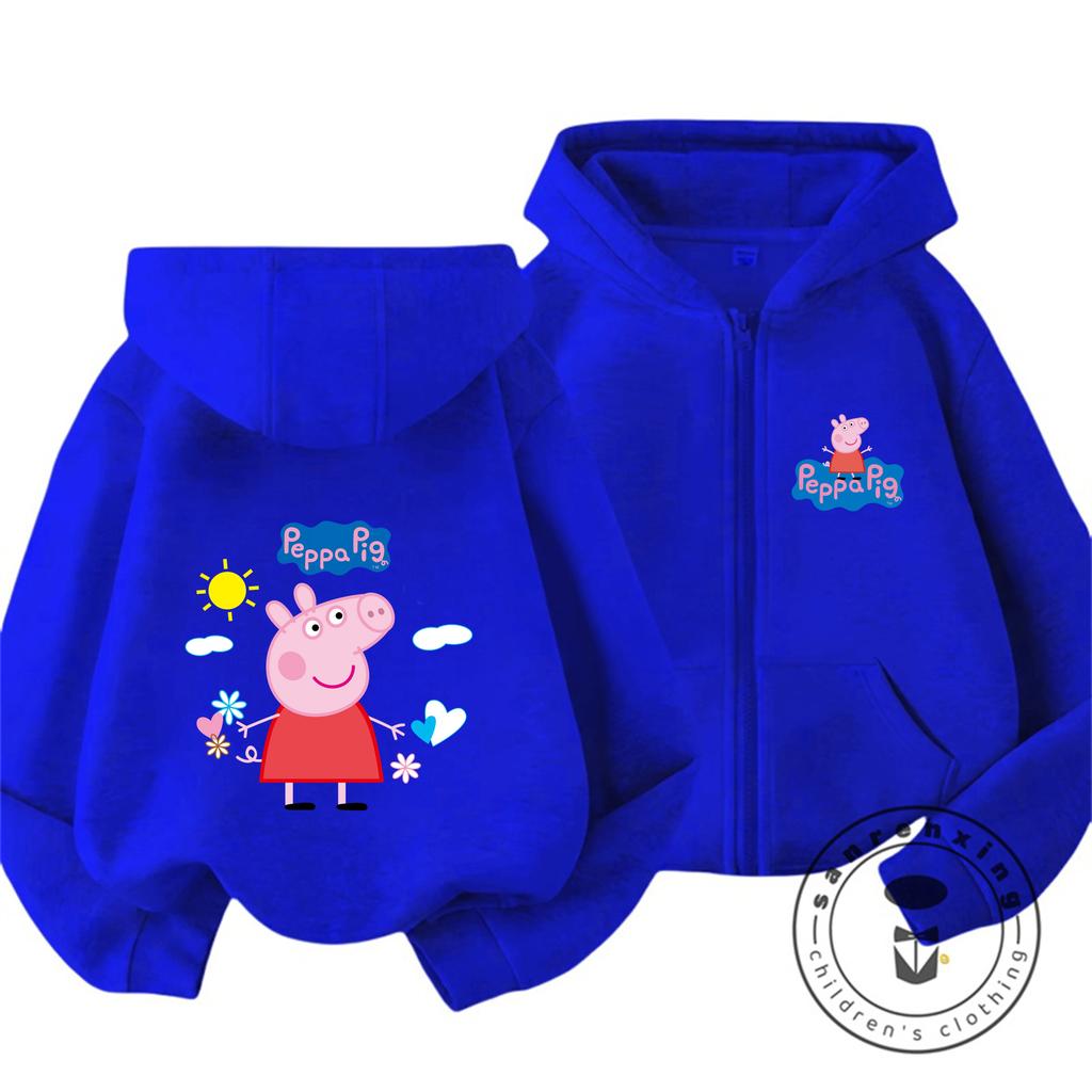 Fashion Kids Zipper Hooded Sweatshirt Cute Cartoon Autumn Winter Casual Street Wear Peppa Pig Children 3 14