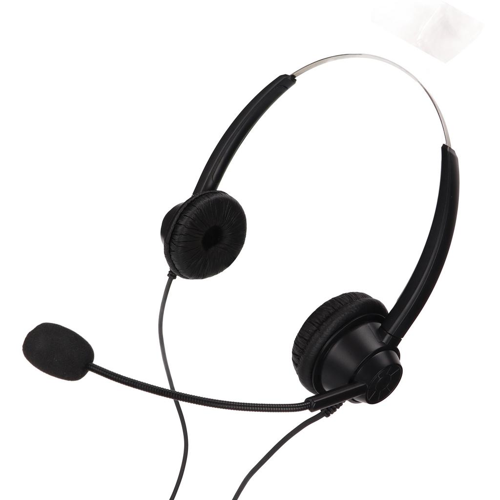 Telephone Headset Noise Reduction Binaural RJ9 Plug Corded Business Headphone with Mic USB Sound