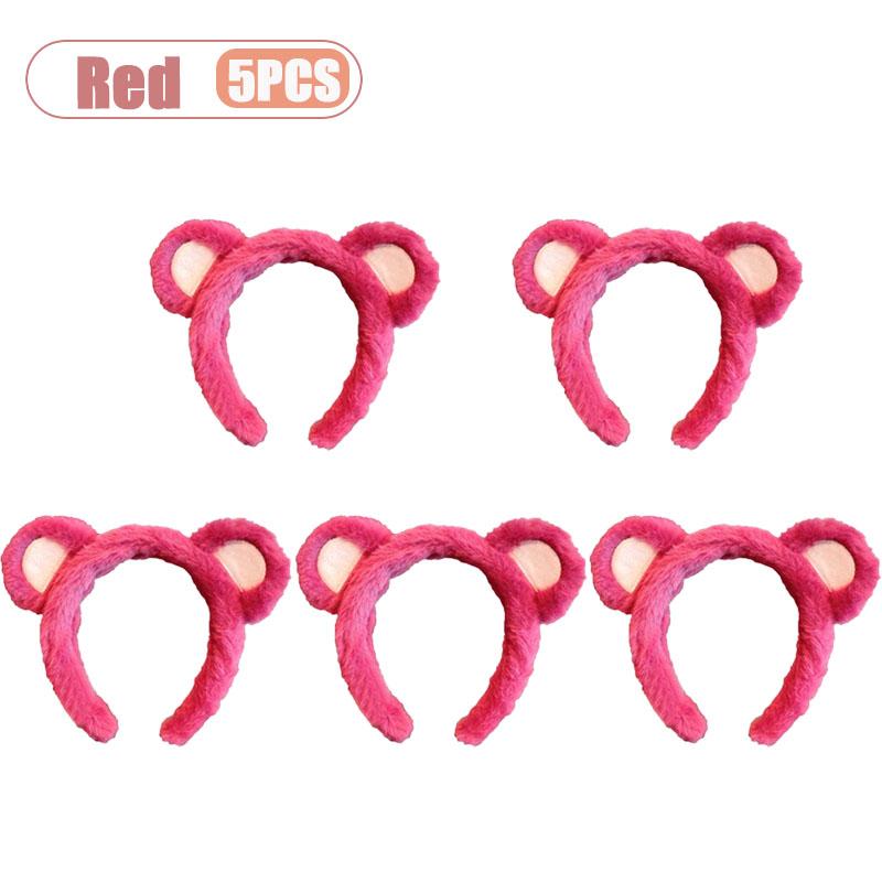 1-10pcs Bear Ears Strawberry Headband Plush Non Slip Furry for Photoshoot Selfie Party Dress Up Trendy Accessory