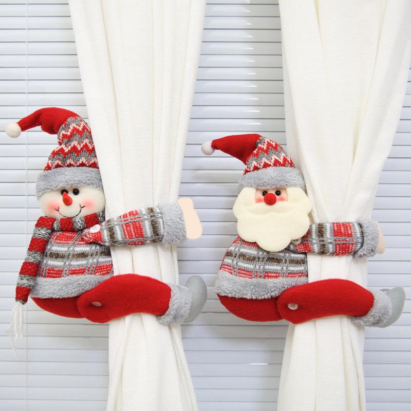 Santa Claus Curtain Decoration Dolls Christmas Plush Curtain Buckles Window Decorations Suitable for Christmas Party Gifts