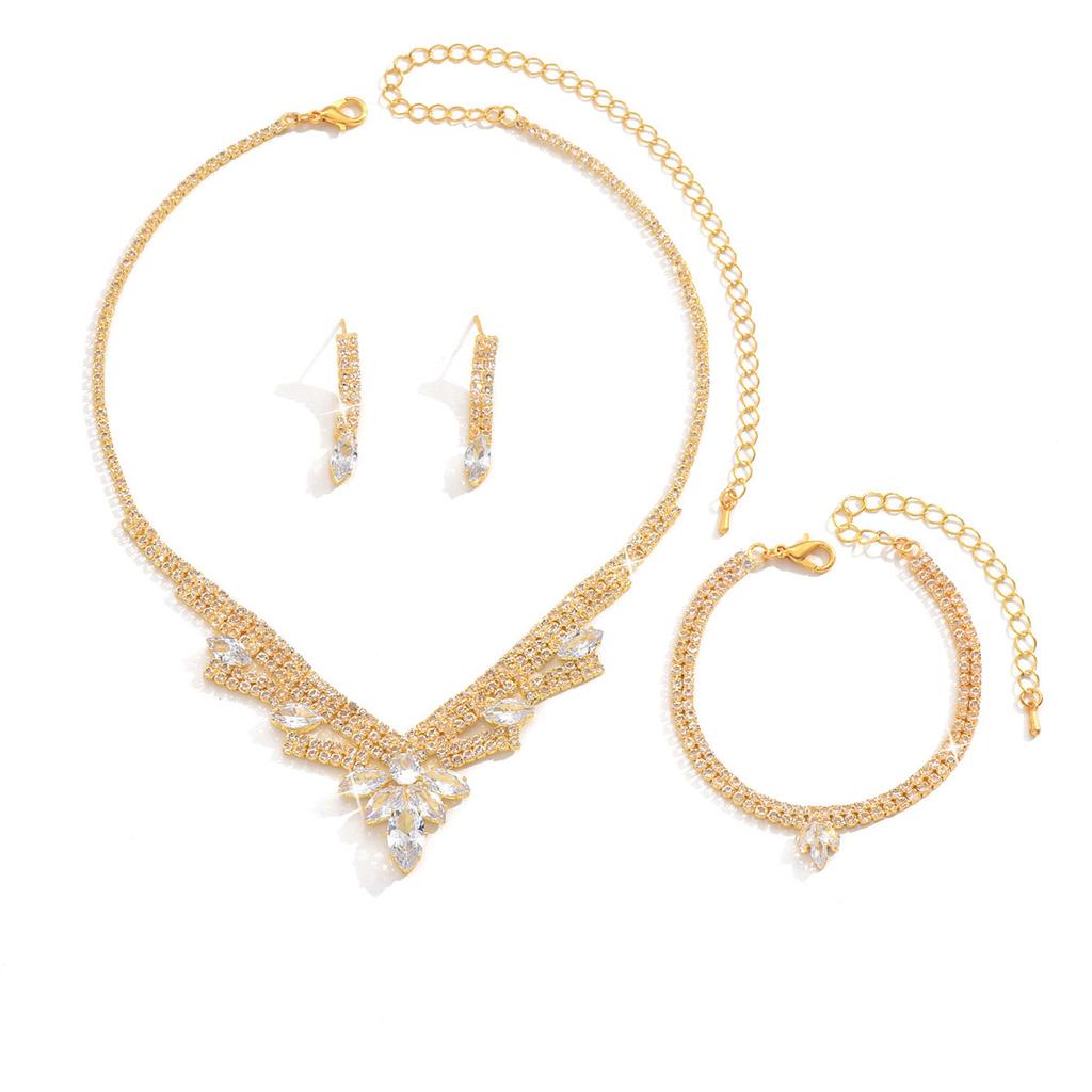 Collana Lusso Clavicola Cena Gioielli Matrimonio Festa Collana Orecchini Bracciale Set Accessori Abito