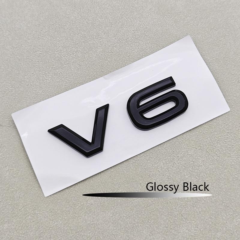 W213D ABS Chrome Black Logo V6 Emblem Letters Car Sticker Rear Trunk Badge For Volkswagen VW Touareg Passat Amarok V6 Accessories