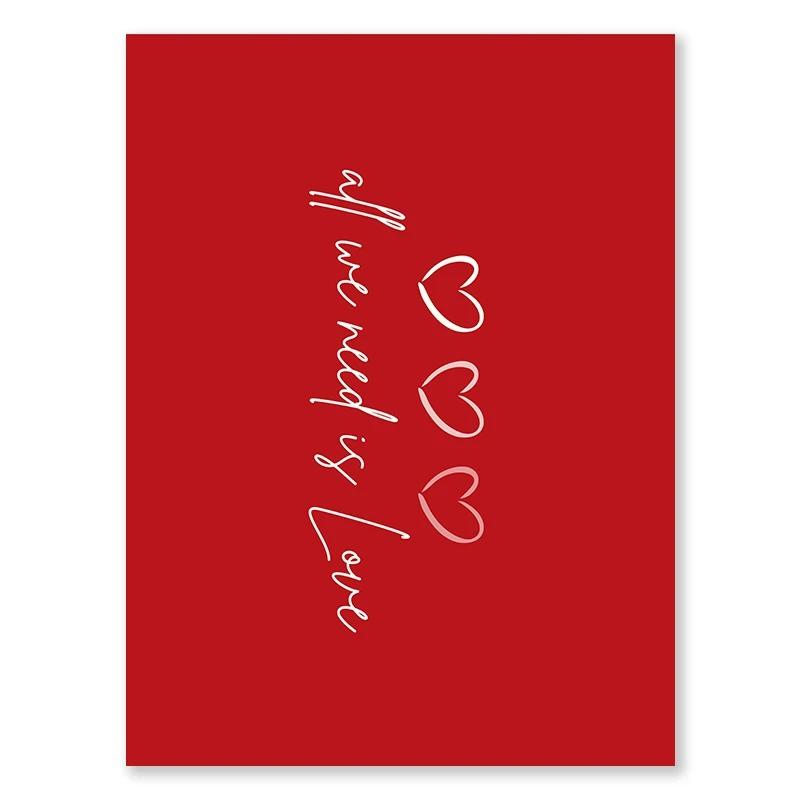 Valentinstag Warteschlange Galerie Druckbare Poster Vintage Romantische Wand Kunst Nette Rosa Herz Leinwand Malerei Hause Schlafzimmer Dekoration