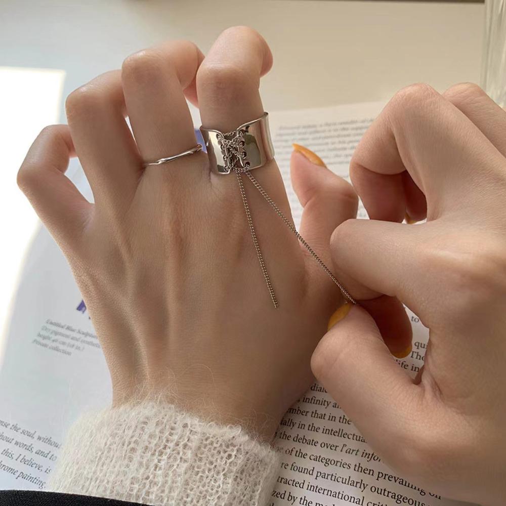 Hip Hop Chain Tassel Rings Adjustable Opening Open Ring Fashion Party Jewelry