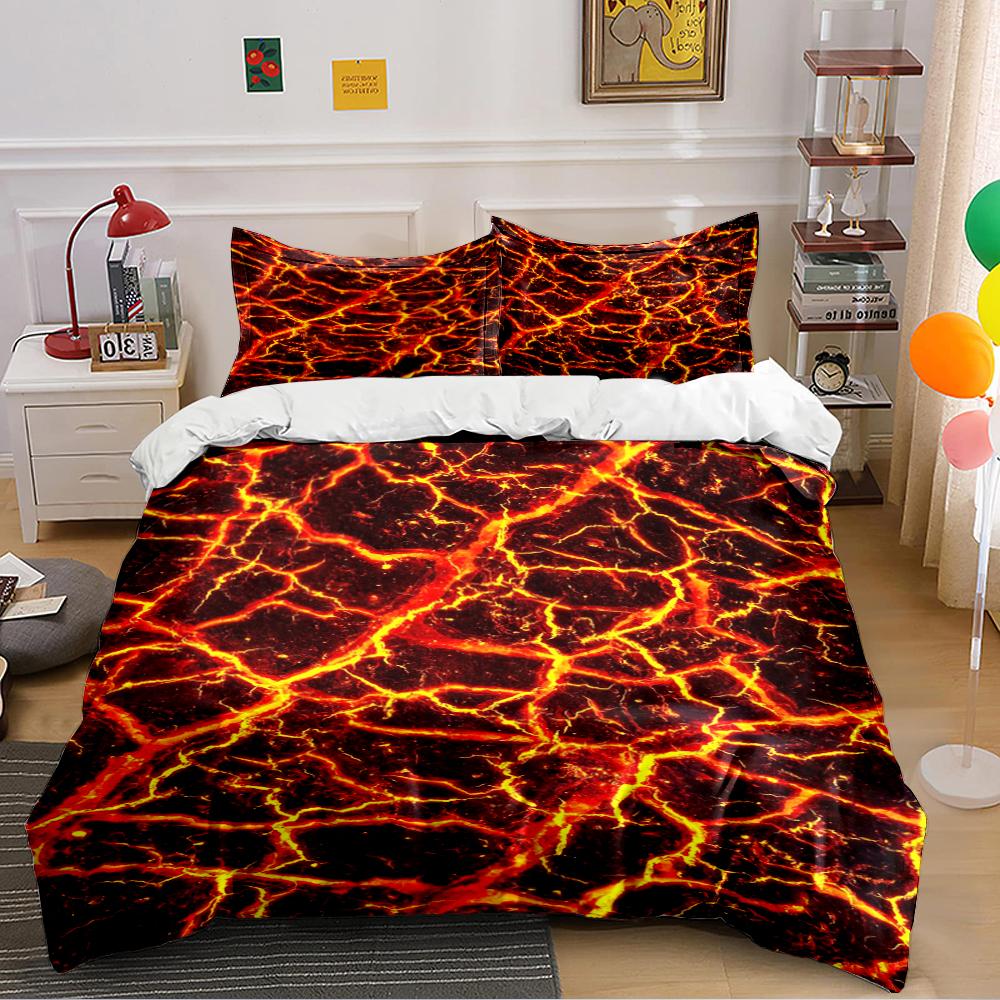 Fiery Lava Pattern Bedding Set Bedding Duvet Cover Set Duvet Cover Pillowcases Home Decor (1 * Duvet Cover 2 * Pillowcases, without duvet insert)