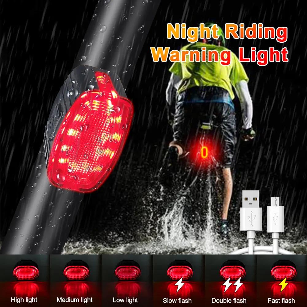 Luz de bicicleta recarregável USB LED farol de bicicleta à prova d'água lanterna traseira brilhante acessórios de ciclismo noturno ao ar livre
