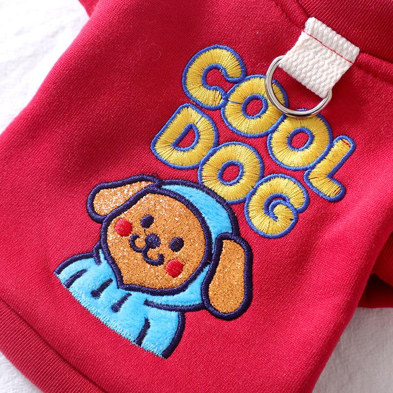 Spot dog dark gray Korean version casual anti-hair loss sweater small dog cartoon embroidered bipedal