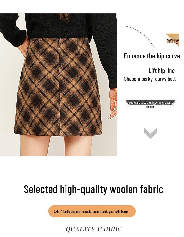 2025 Cozy Wool A-line Skirt: Thick, Warm, Drapey, Comfortable with Slit & Hip-hugging Fit for Autumn/Winter