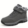 Men's Snow Boots Thermal Winter Shoes Lace-up Boots With Hook And Loop Fastener, Casual Hiking Walking Shoes