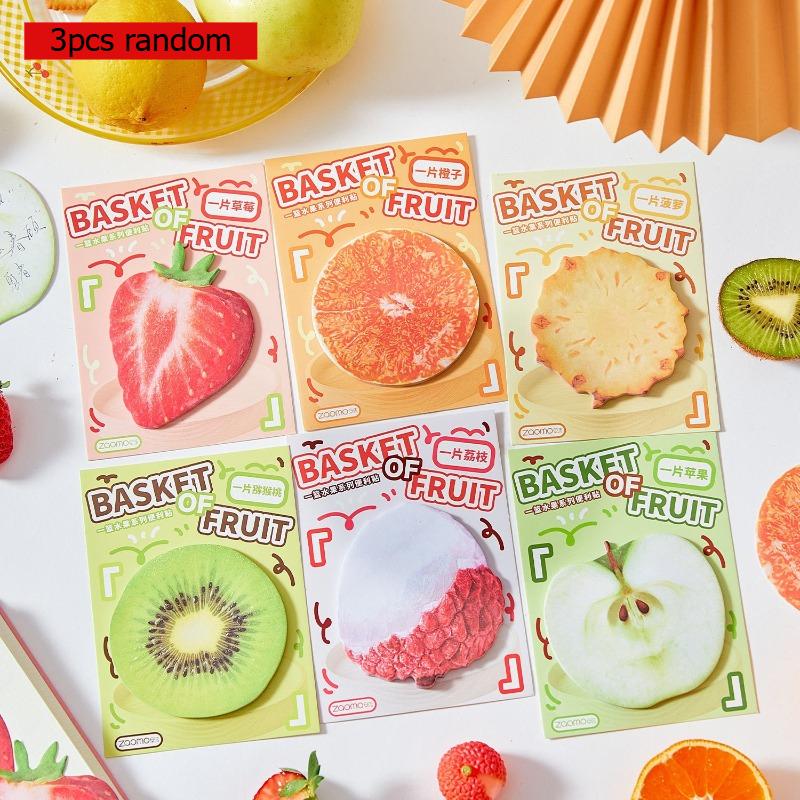 Sticky Notes A Plate of Food Office  School Supplies Series Simulated Fruit Sticky Message Backing Paper Kawai Stationery Lovely