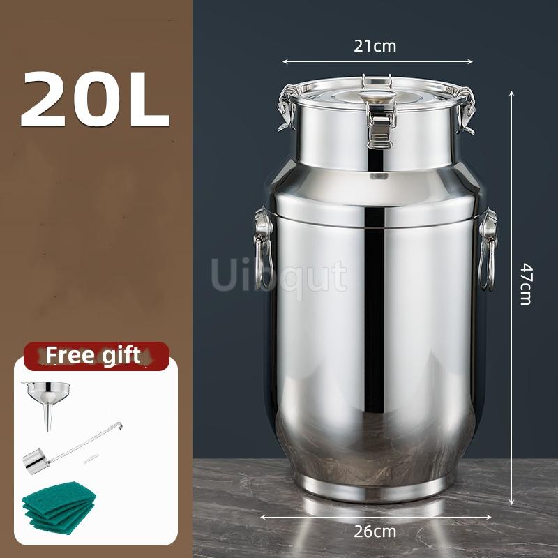 Stainless Steel Sealed Tank Large Capacity Rice Oil Wine Barrel Tea Can Milk Bucket Edible Oil Barrel Wine Jar Sealed Tank