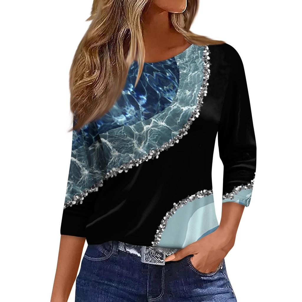 Women's Flower Small Fresh T-shirt Fashion Long Sleeve Round Neck Regular Top Spring and Autumn Wear