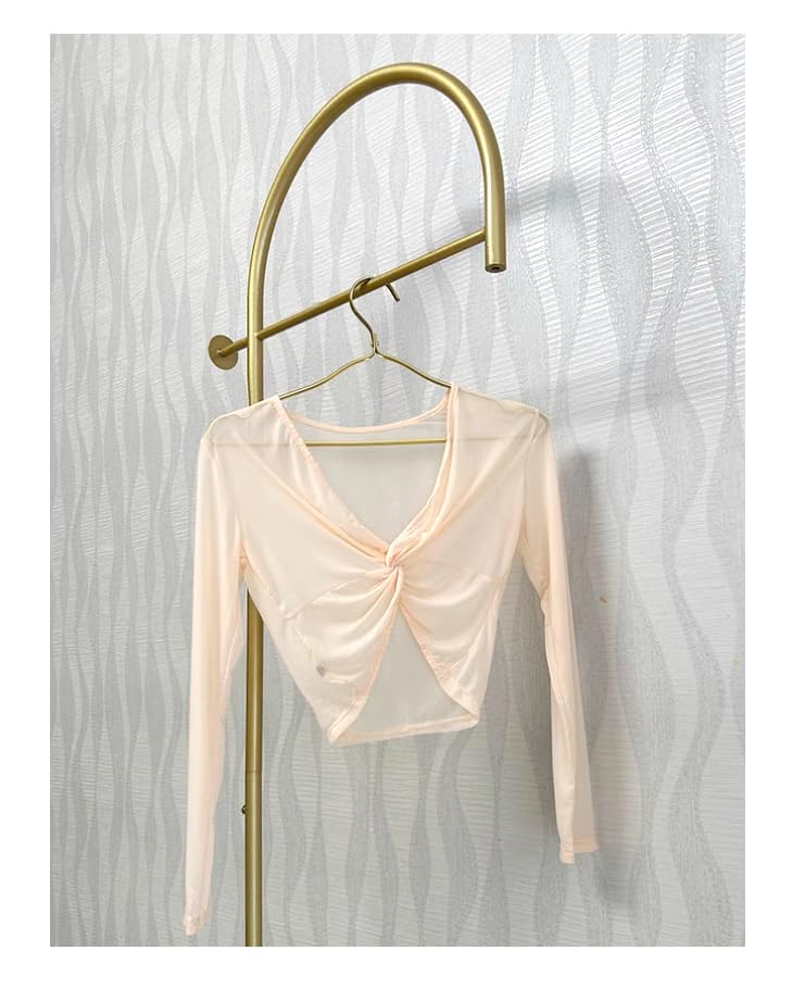 ProDance Ballet Top, Adult, Mesh, Long Sleeves, Twisted Chest, Long Sleeves, Ballet Dance Top, Warmer, Warm, Ballet Supplies, Affordable, PT014MA (Ora