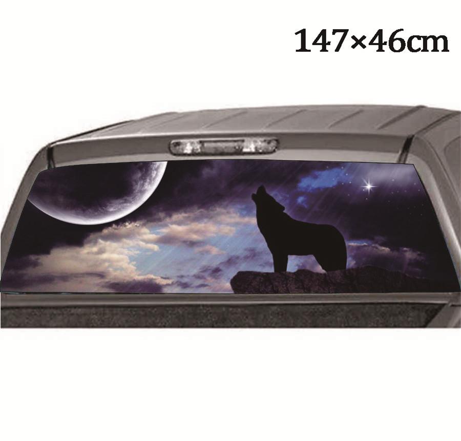Car Truck SUV RearWindow Sticker Starry Sky Wolf Graphic Decal