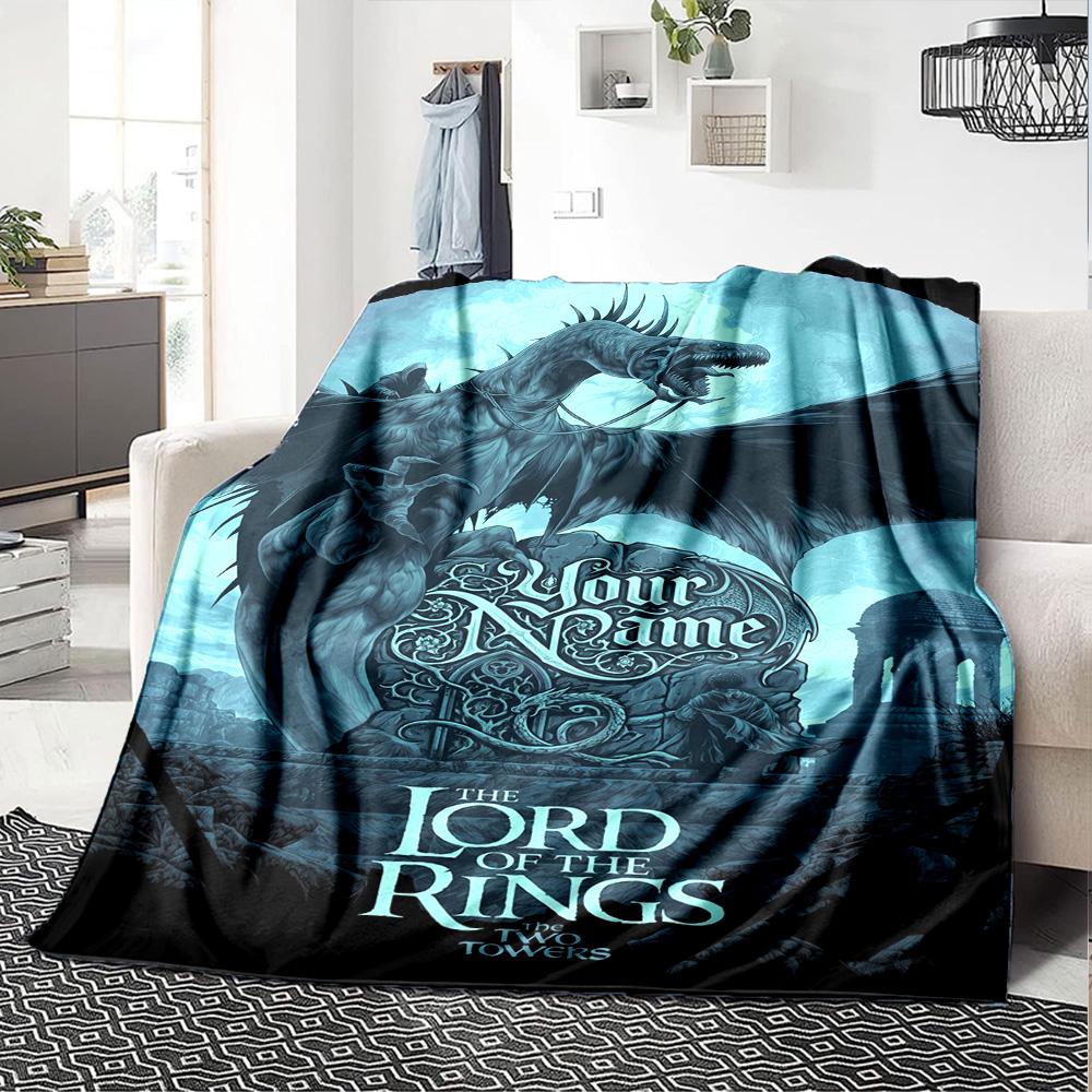 Lord Rings Personalized Text Blanket Multi-purpose Personalized Blanket Warmthful Decor Perfect for Nap Living Room Couch Office for All Occasions